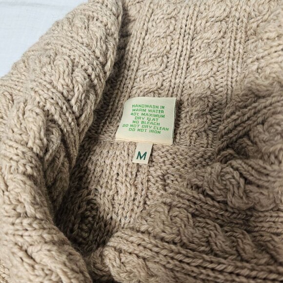 Aran Isles Women Chunky One Button Cardigan Sweater Size M Beige Long Sleeve - Picture 13 of 13